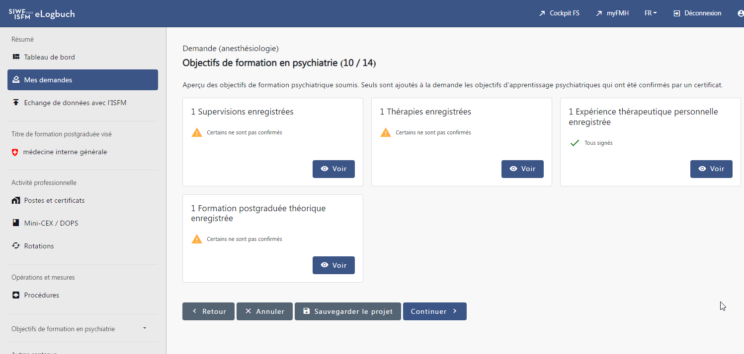 mode d'emploi, demande, objectifs de formation psychiatriques