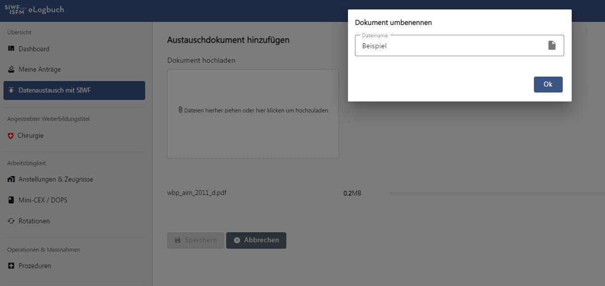 FAQ, Datenaustausch, Dokument benennen