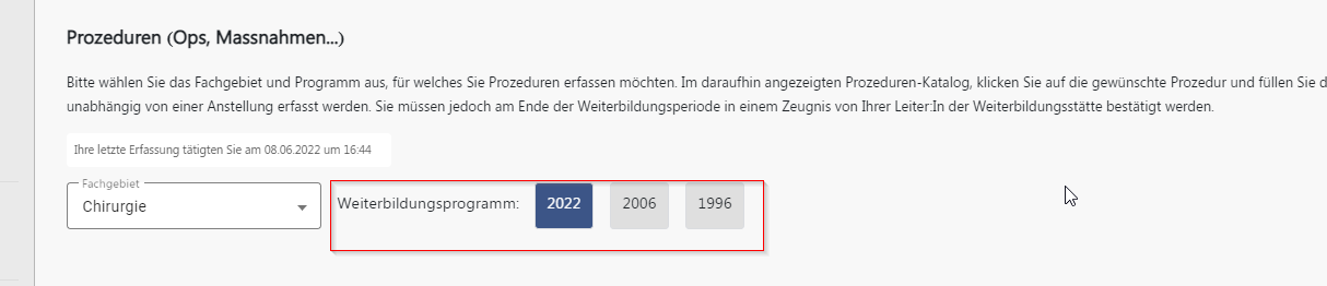 Anleitung, Prozeduren, Auswahl Programm