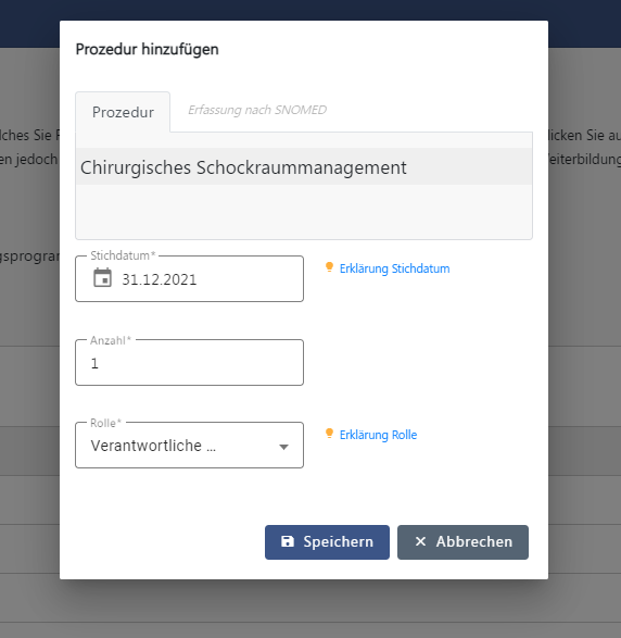 Anleitung, Prozeduren, Prozedur erfassen2