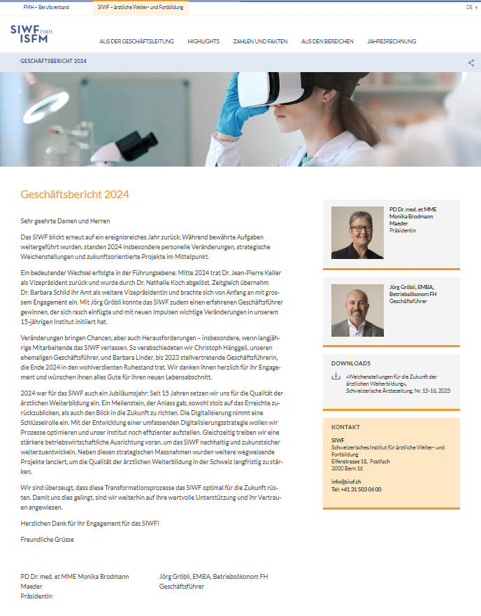 Geschäftsbericht SIWF 2024